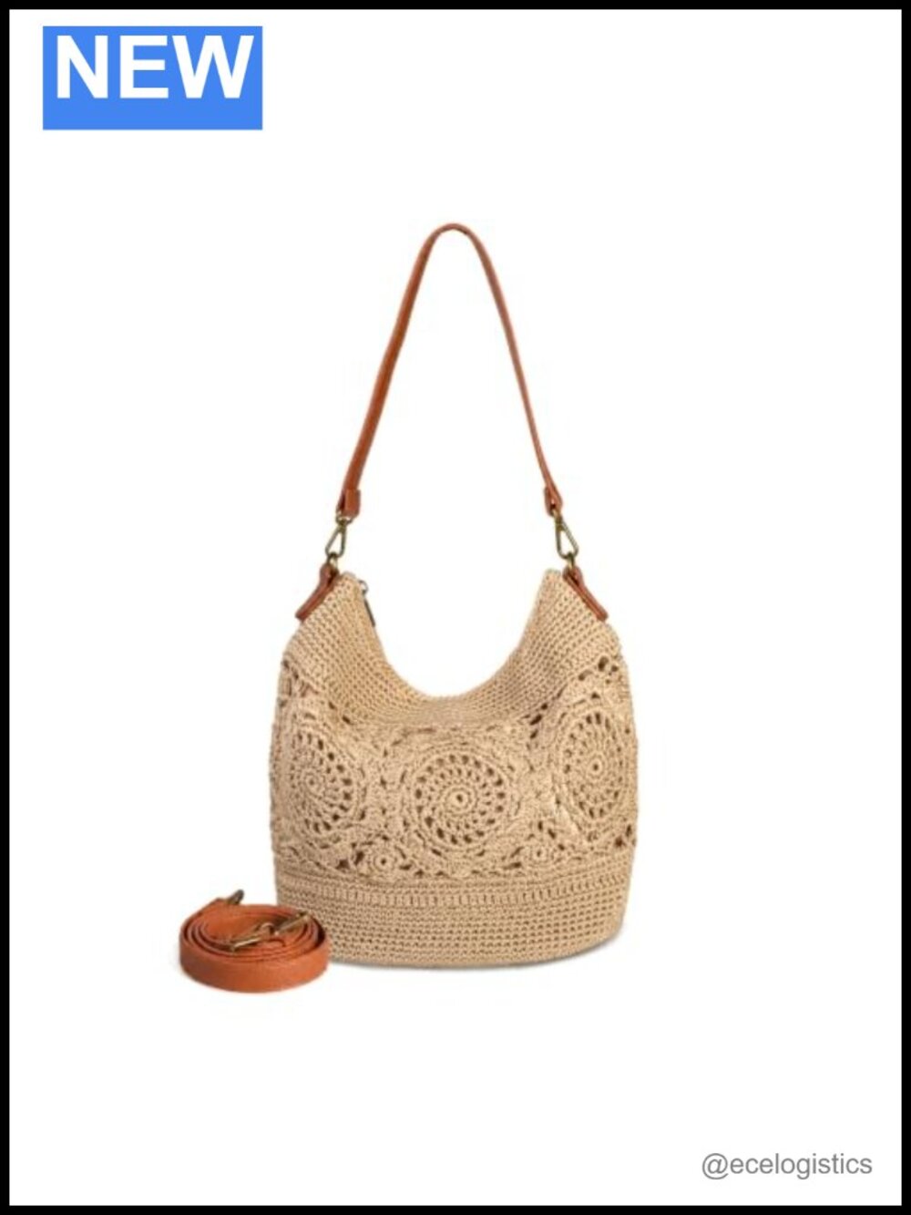 Boho Crochet Crossbody Bag Women Handmade Hobo Purse Large Tote Summer Beach